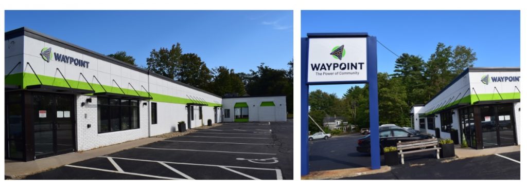 Graphic displaying the side and front entrance of Waypoint Maine